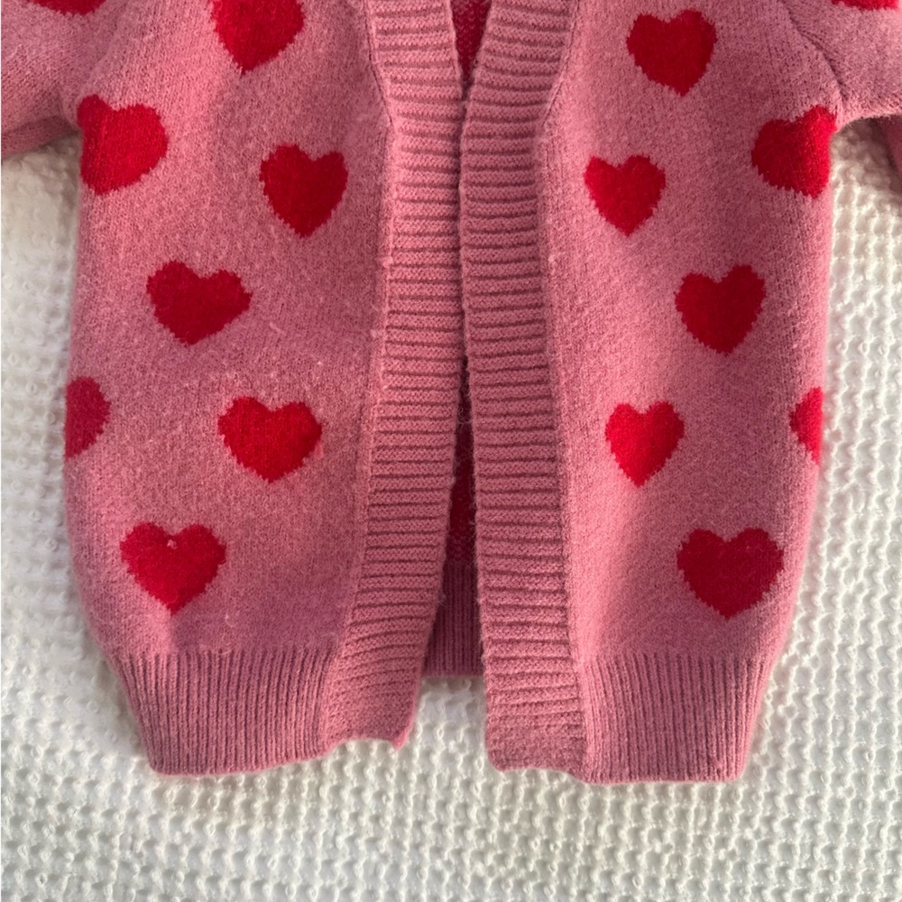 Pink Heart Knit Cardigan with Red Hearts - Picture 2 of 5
